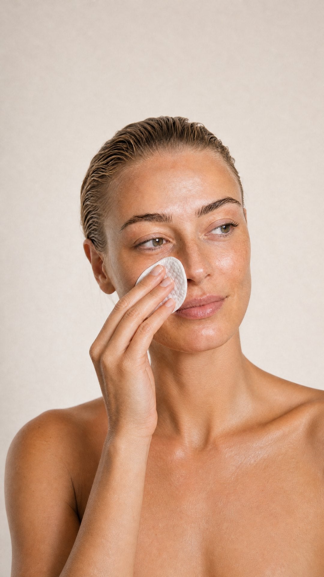 Le pad exfoliant passé sur le nez